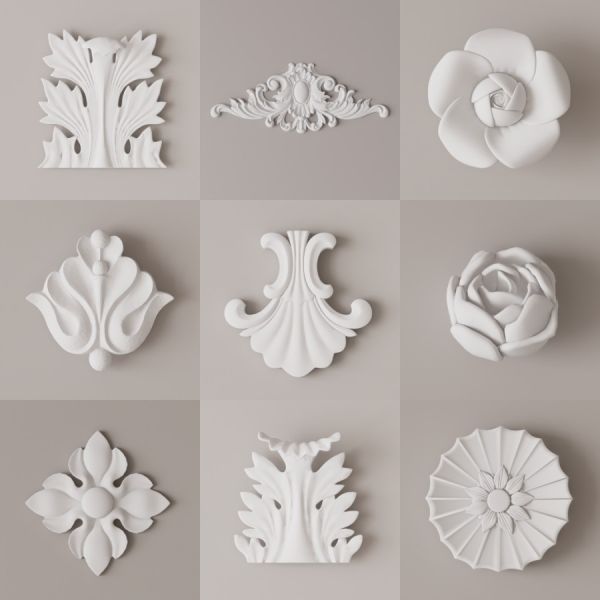 D5石膏雕花构件模型20个-刷子库