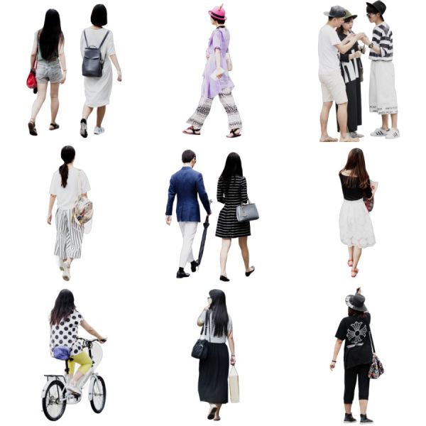 D5渲染器2D行走人物模型17个-刷子库