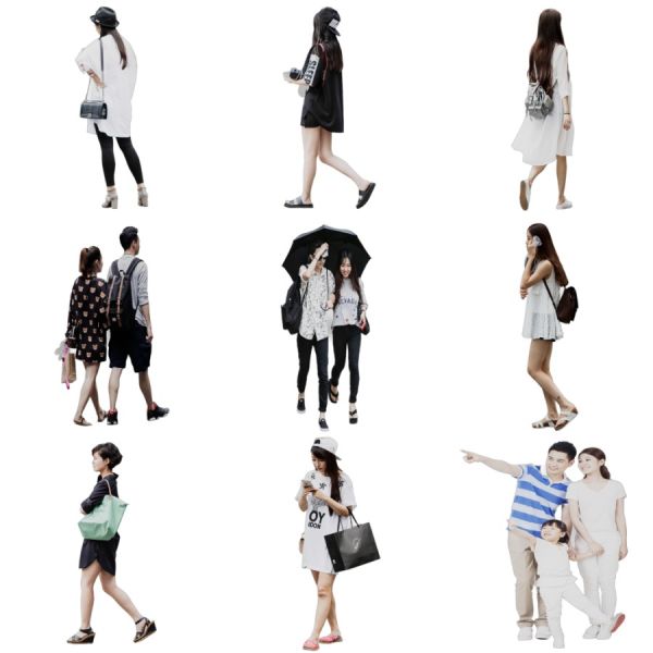 D5渲染器2D行走人物模型20个-刷子库