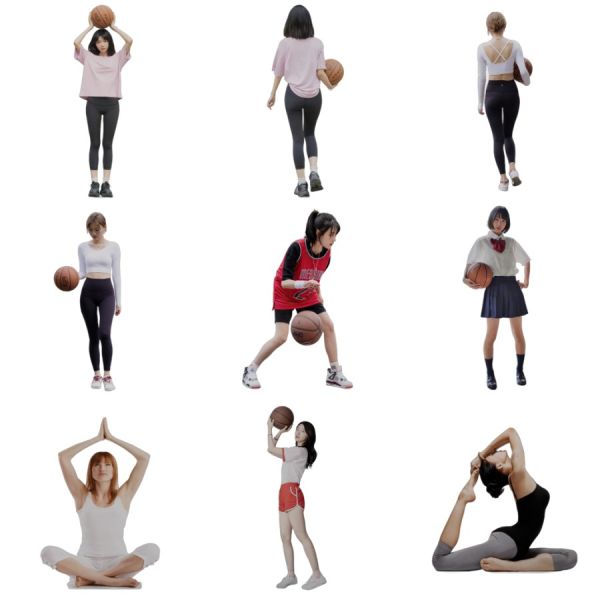 D5渲染器2D运动人物模型15个-刷子库