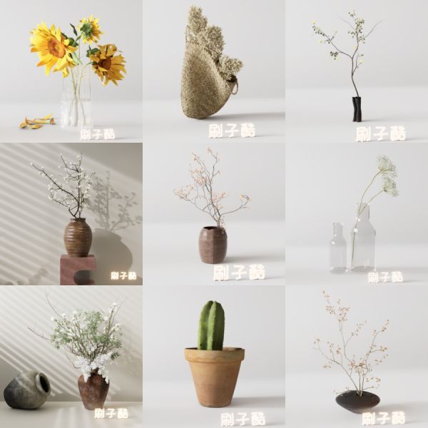 D5桌面盆栽植物模型14个-刷子库