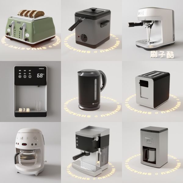 D5家用厨房小电器模型19个-刷子库
