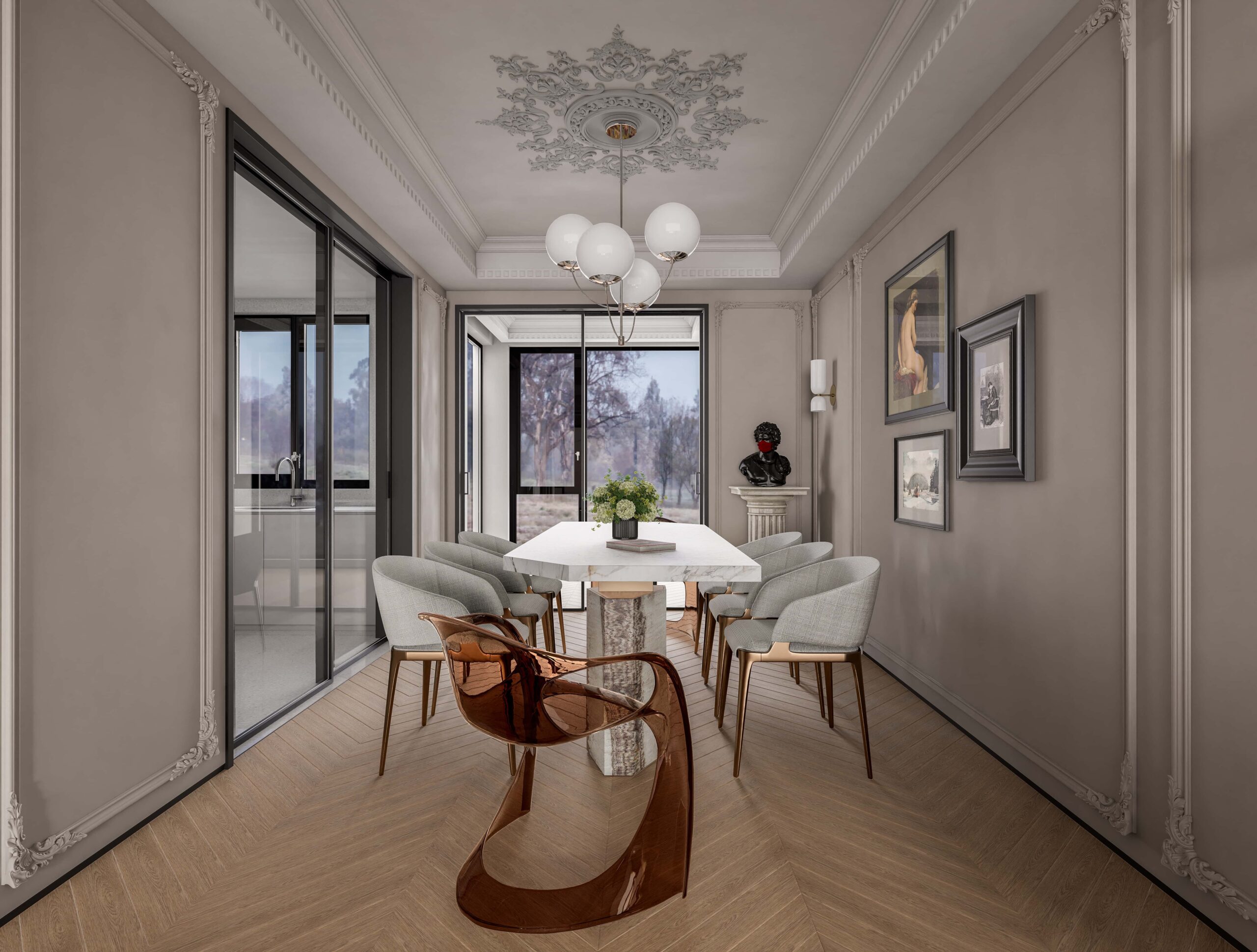 图片[5]-D5渲染器简约法式客餐厅写实场景模型-刷子库