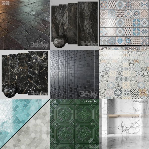 超写实3d瓷砖模型146个-刷子库