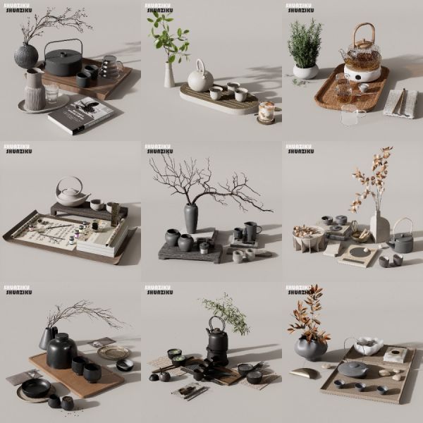 D5渲染器茶具模型10款-刷子库
