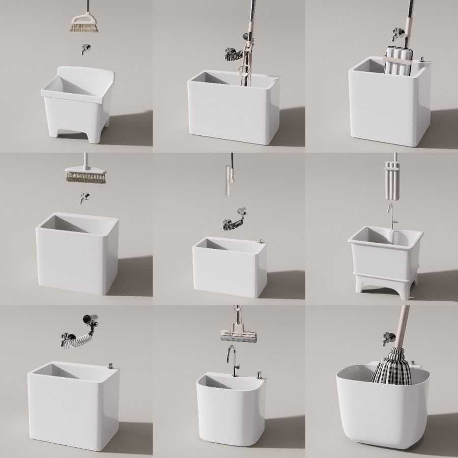 D5渲染器拖把池模型16款-刷子库